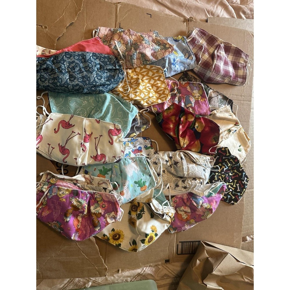 Lot Of 35 Adult Handmade face mask washable and reusable Some With Wire Nose.